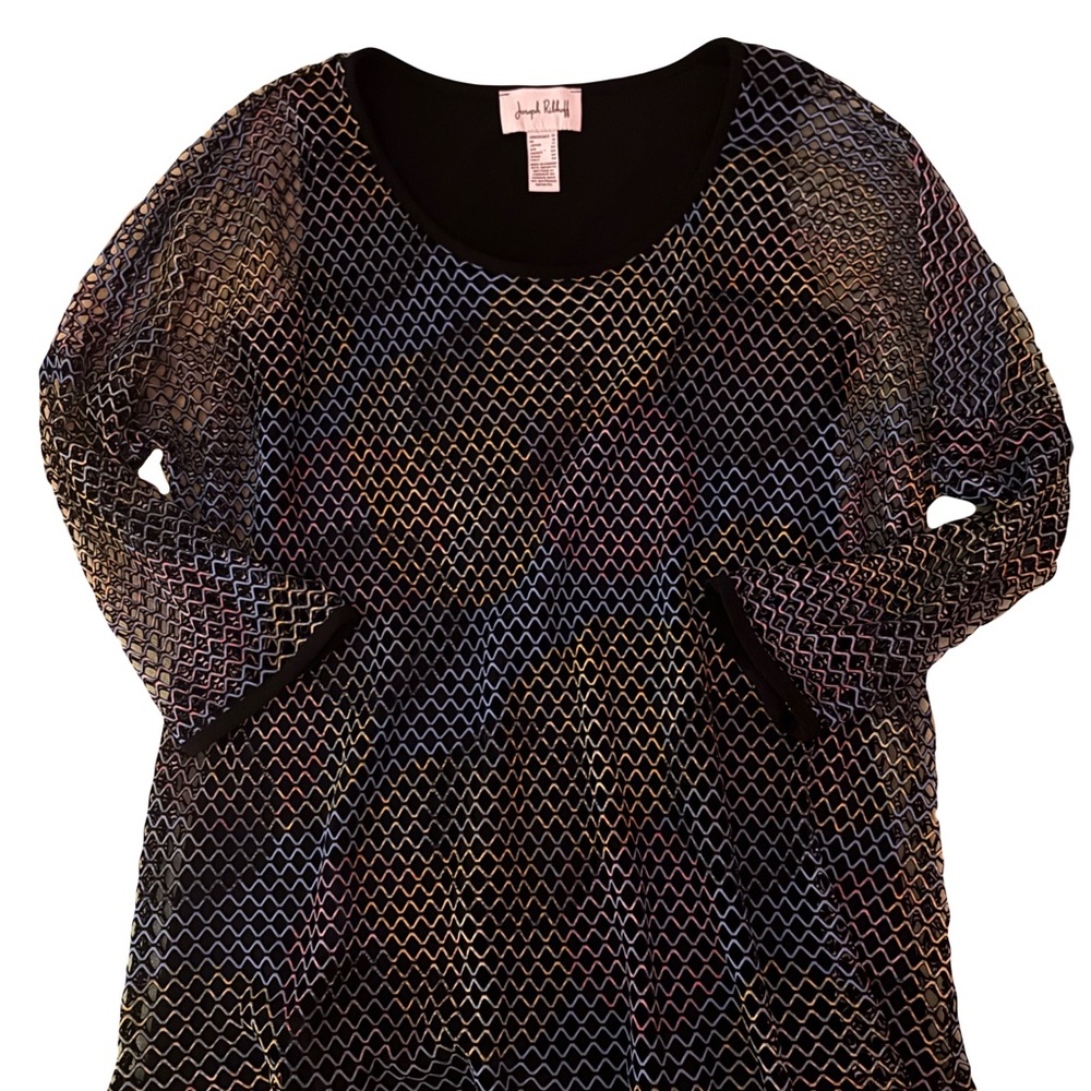 Joseph Ribkoff Multicolor Mesh Blouse - Picture 4 of 6